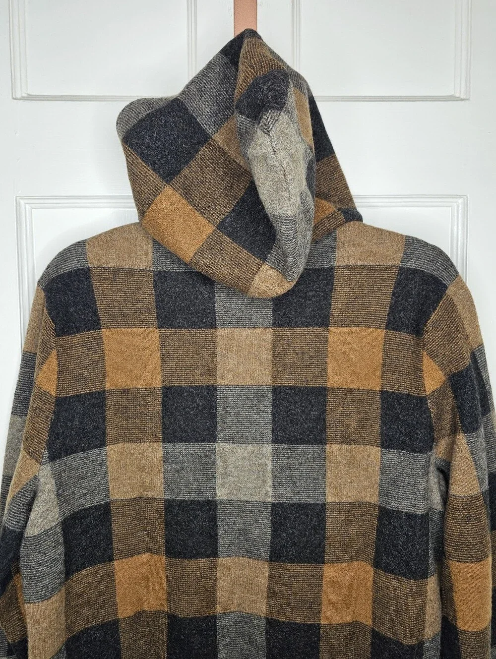 J. Crew Merino Wool Plaid Half-Zip Hoodie Sweater